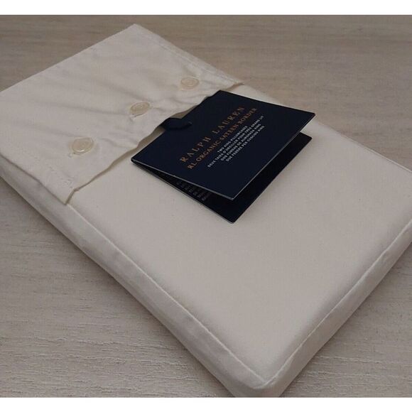 Ralph Lauren Organic Sateen Border 100% Cotton Two King Pillowcases PARCHMENT - Picture 5 of 8